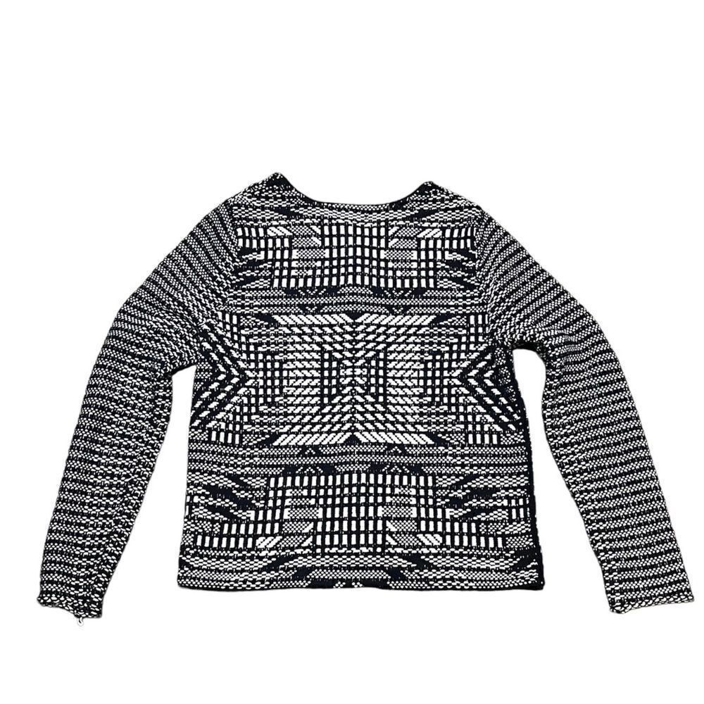 H&M Geo Pattern Open Front Black & White Knit Car… - image 4